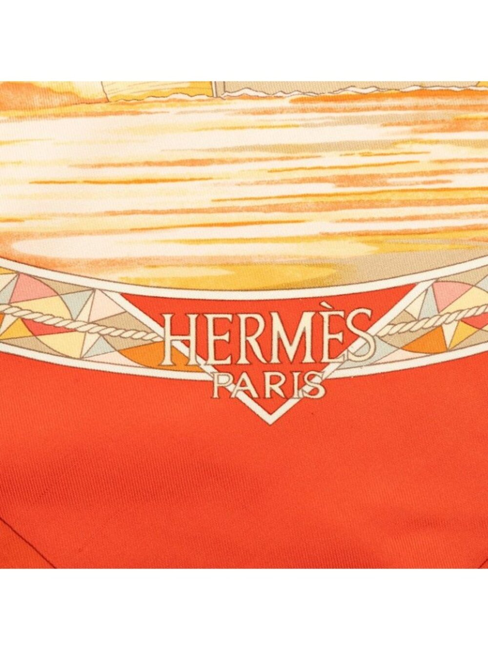 Hermes Carre 90 Magnificent Frigate Fregates Magnifiques Scarf Orange Multicolor - Picture 6 of 8
